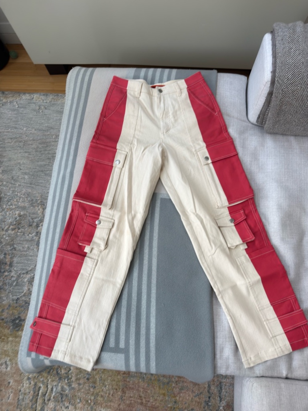 Simon Miller Beige and Red Cargo Pants